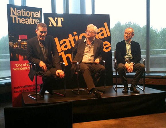 Rufus Norris, John Makinson and Nicholas Hytner at this morning's press conference