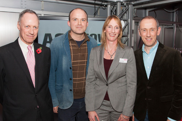 Luke Rittner, Rory Kinnear, Joanna Read and Nicholas Hytner at the launch of Act Now! at the National Theatre