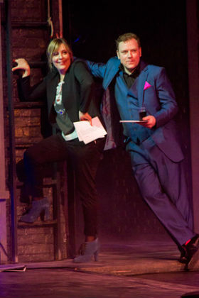 Mel Giedroyc and Rufus Hound at the 2013 WhatsOnStage Awards