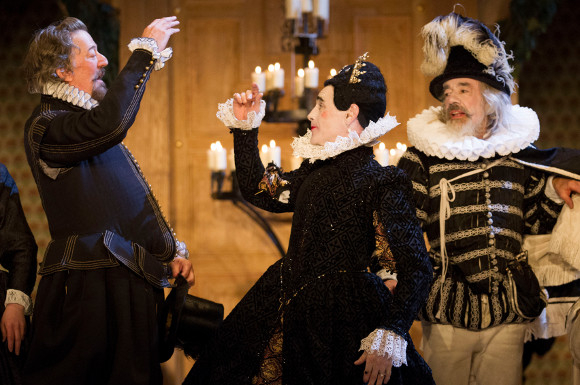 Roger Lloyd Pack with Mark Rylance and Stephen Fry during the curtain call of Twelfth Night