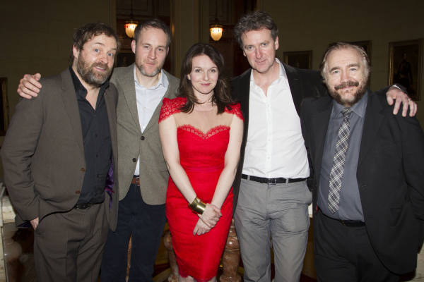Ardal O&#39;Hanlon (Jim), Peter McDonald (Brendan), Dervla Kirwan (Valerie), Risteard Cooper (Finbar) and Brian Cox (Jack) attend the after party for the West End transfer of The Weir at Wyndham&#39;s Theatre