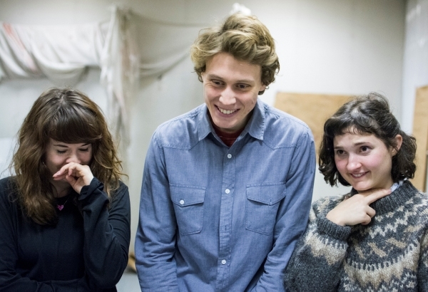 Georgia Clarke-Day (Sue), George Mackay (Jack) and Ruby Bentall (Julie) in rehearsal for The Cement Garden.