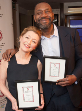 Lesley Manville and Lenny Henry with their awards