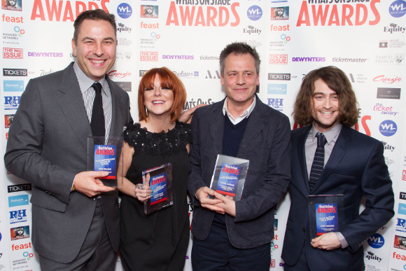 Michael Grandage with David Walliams, Sheridan Smith and Daniel Radcliffe last night