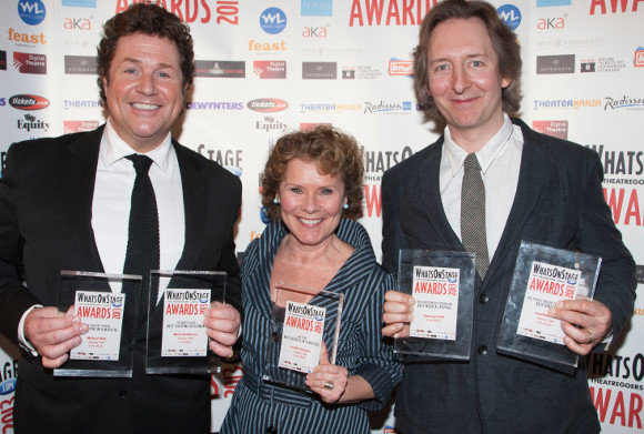 Michael Ball, Imelda Staunton and Jonathan Church at the 2013 WhatsOnStage Awards