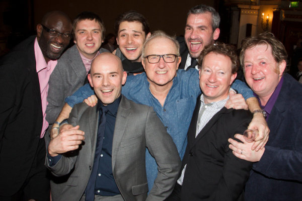 Simon Beaufoy (second from right) with the cast of The Full Monty and director Daniel Evans