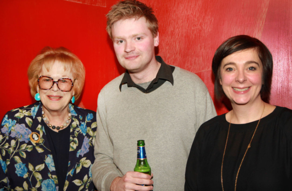 Rory Mullarkey with Antonia Fraser and Vicky Featherstone