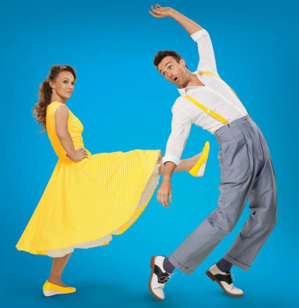 Joanna Riding and Michael Xavier in publicity material for The Pajama Game