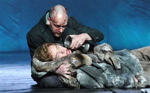 Jonny Lee Miller and Benedict Cumberbatch in the National Theatre production of Frankenstein directed by Danny Boyle