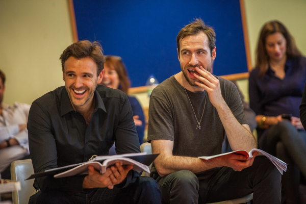 Michael Xavier and Eugene McCoy in rehearsals for The Pajama Game