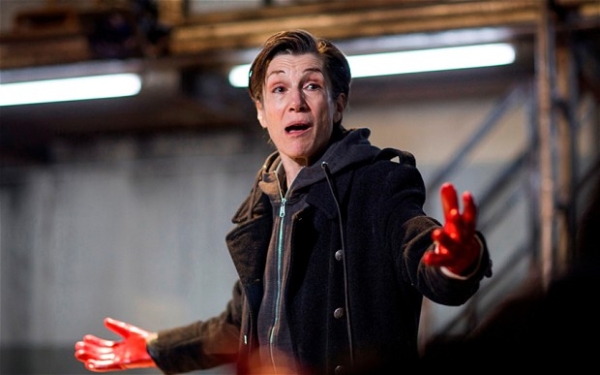 Harriet Walter as Brutus in Julius Caesar; she will star in Henry IV as part of a trilogy of all-female productions