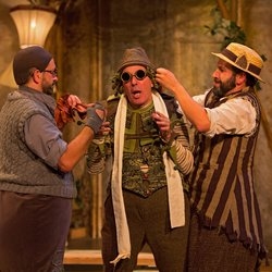 Robin Simpson (Mole), Martin Barrass (Mr. Toad) and Jonathan Race (Ratty) in The Wind in the Willows
