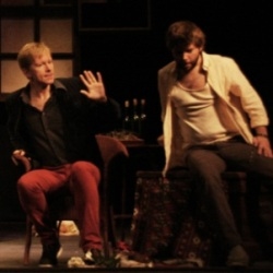 Jon Stainsby (Botney) and Tom Morss (Masetto) in Madame X at the Arcola Theatre
