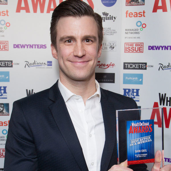 Creel with his WhatsOnStage Award