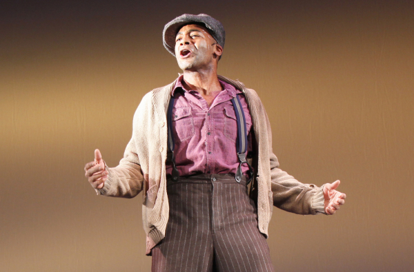 Brandon Victor Dixon as Haywood Patterson in the Vineyard Theatre production of The Scottsboro Boys, directed by Susan Stroman, in 2010