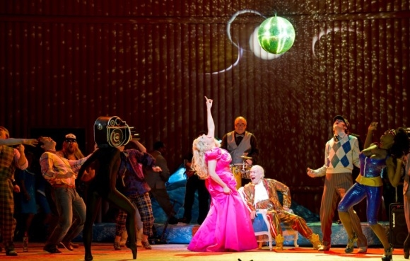 Eva-Maria Westbroek (Anna Nicole), Alan Oke (J Howard Marshall) and company in Anna Nicole (Royal Opera)