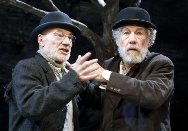 Patrick Stewart and Ian McKellen as Estragon and Vladimir