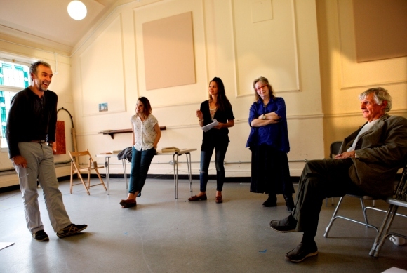 The cast of Uncle Vanya in rehearsals
