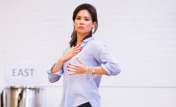 Natalie Mendoza in rehearsal for Here Lies Love
