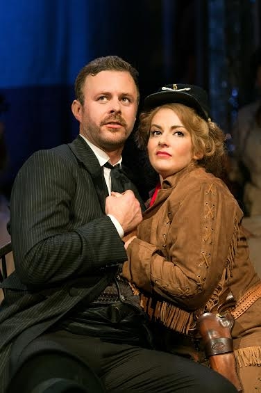 Tom Lister (Wild Bill Hickock) and Jodie Prenger (Calamity Jane) in Calamity Jane.
