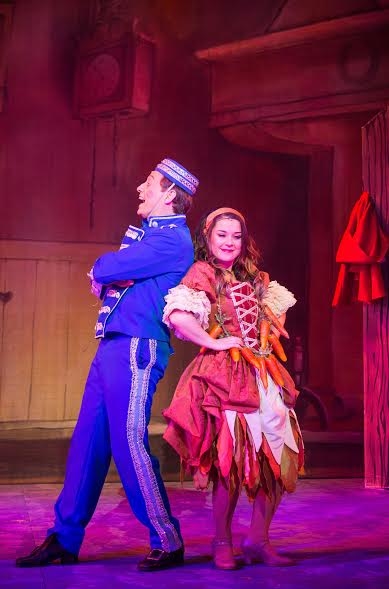 John Monie (Buttons) and Dani Harmer (Cinderella) in Cinderella at Bath Theatre Royal.