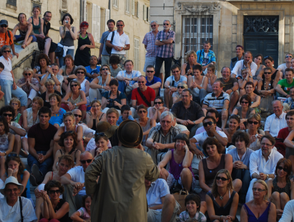 A street performer at the Avignon Festival - a choice destination for theatregoers in 2015