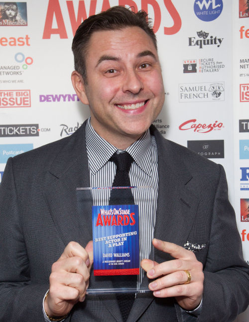 David Walliams with his 2014 WhatsOnStage Award