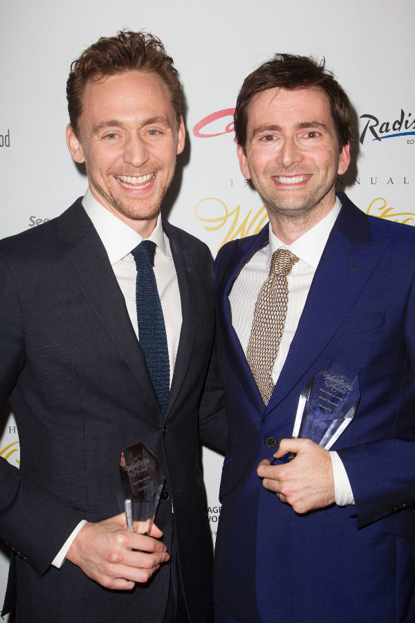 Tom Hiddleston and David Tennant with their WhatsOnStage Awards