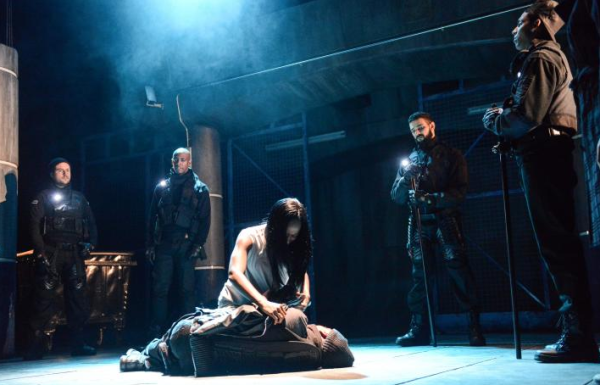 The cast of Antigone at the Theatre Royal, Stratford East