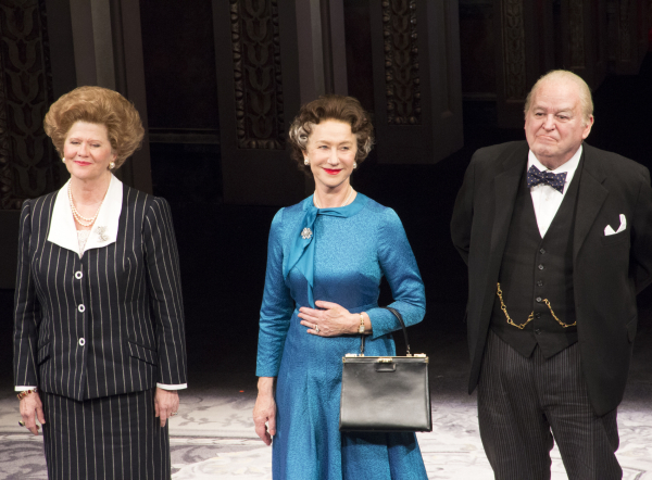 Helen Mirren (centre) alongside Judith Ivey and Dakin Matthews in the Broadway production of The Queen