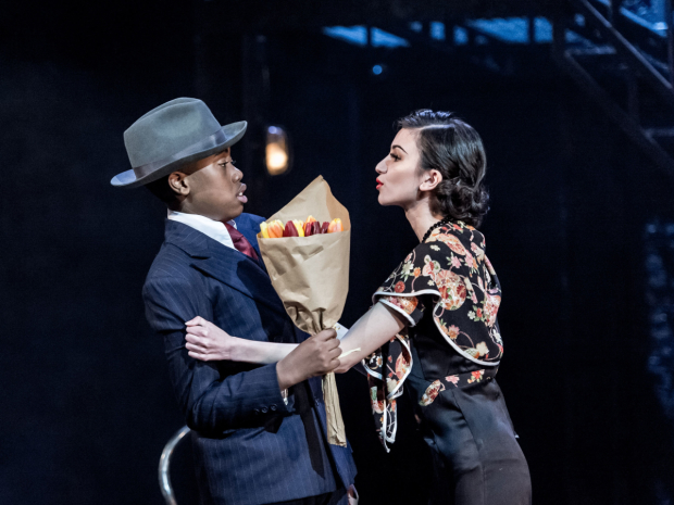 Michael Matias as Bugsy Malone and Sophie Decaro as Tallulah