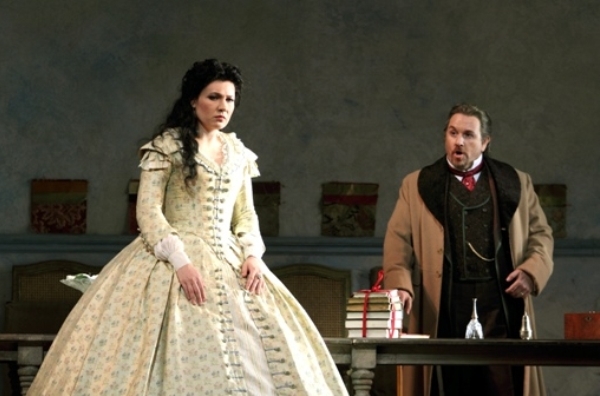 Marina Rebeka as Violetta and Franco Vassallo as Germont in La traviata (ROH)