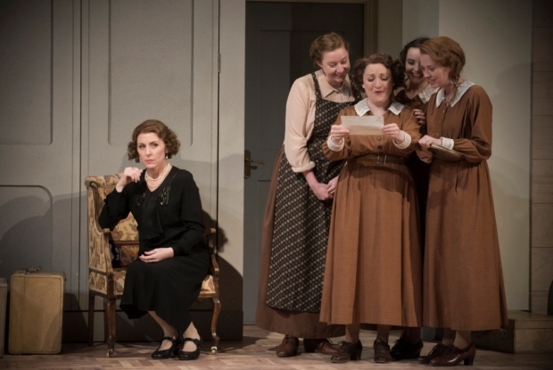 Mary Dunleavy as Christine with Ailish Tynan as her maid, Anna, and Alice Devine, Elka Lee-Green and Charlotte Sutherland as her staff