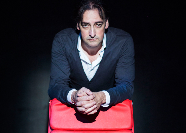 Alistair McGowan on the set of An Audience with Jimmy Savile