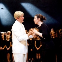 Nicholas Sharratt  as Count Ory and Anna Devin as Countess Adèle in Count Ory (Blackheath Halls Community Opera 2014)