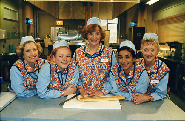 With Victoria Wood and the cast of Dinnerladies
