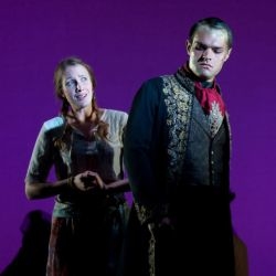Sofia Larsson as Sāvitri and Matt Buswell as Death in Sāvitri (British Youth Opera)