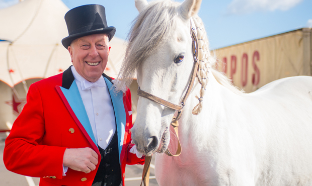 Norman Barrett outside Zippos Circus